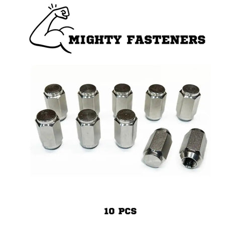 Acorn Lug Nuts For Trailers Half Inch Twenty Thread Stainless Steel 304 Electropolished Finish Rugged Durable Corrosion Resistant Wheel Nuts Set Ten Pack Mighty Fasteners