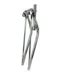 24 Inch Cruiser Classic Straight Spring Fork Chrome, Steel Construction With 1 Inch Steerer, 7 5/8 Inch Length, 4 Inch Threaded, Durable Chrome Front Fork For Cruiser Bikes, Smooth Ride And Old School Cruiser Vibe