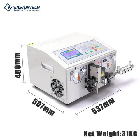 Heavy Duty Automatic Wire Stripping And Cutting Machine For 0.1 To 8Mm2 Cable Awg 8 To 32 showing control panel and measurement.