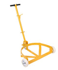 Heavy Duty 55 Gallon Drum Dolly With 1200 Lb Capacity, Adjustable Ergonomic Handle, Steel Barrel Cart For Easy Drum Transport And Smooth, Stable Roll For Any Job Site. Yellow steel drum dolly with swivel casters and handle.