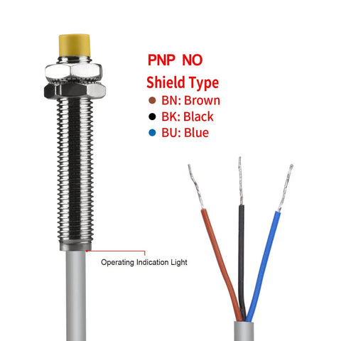 4mm Inductive Proximity Sensor Switch M8 Cylindrical Plug And Play PNP NO 3-Wire DC 10-30V 200mA wire details