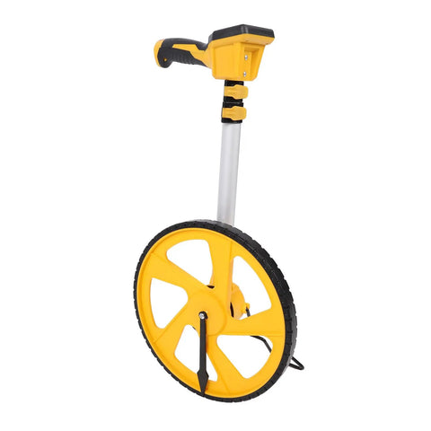 Keenso Distance Measuring Wheel, Backlit Digital Display 37in, features a yellow wheel and sturdy handle for precise measurements.