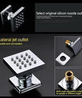 Lateral jet outlet for rainfall shower, featuring silicon nozzles, sleek chrome finish, adjustable for different heights.