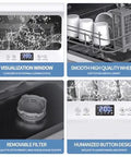 Totally Hassle Free Countertop Dishwasher Scraping Away Tough Messes Fast with visualization window and humanized button design.