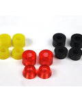 Pivot Tube Bushings Replacement Kit for Skateboards and Longboards with red, black, and yellow PU gaskets for smoother rides.