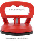 Heavy Duty Glass Suction Cup Lifter With Ergonomic Abs Handle And Tight Locking Mechanism For Moving Tiles Sheets And Panels Like A Boss With Unshakable Grip All Day Long, red design, 10.5cm diameter, 30kg suction.