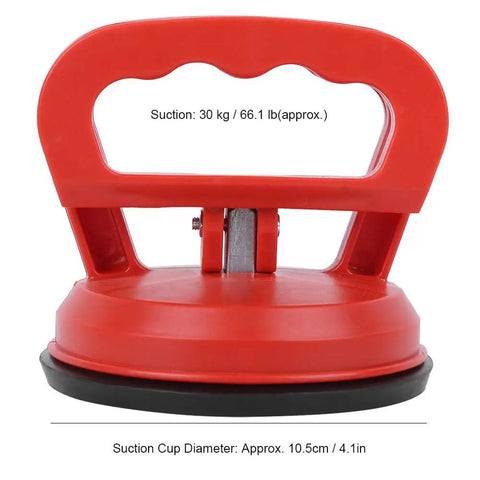 Heavy Duty Glass Suction Cup Lifter With Ergonomic Abs Handle And Tight Locking Mechanism For Moving Tiles Sheets And Panels Like A Boss With Unshakable Grip All Day Long, red design, 10.5cm diameter, 30kg suction.