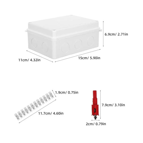 Cool 13 Piece I P65 Waterproof Junction Box Kit For Electrical Projects features a durable white plastic enclosure and connectors.