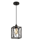Sleek Black Square Pendant Light With Adjustable Cord Modern Nordic Ceiling Fixture For Kitchen Island showcasing a matte black metal design.