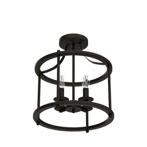 Farmhouse Semi Flush Mount Light Four Light Matte Black Industrial Ceiling Fixture E12 Base Rustic Vintage Chandelier Style