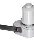 CPRSDBEX Wired Rain Sensor with mounting bracket and wire for sprinkler systems, side view showing adjustment dials and metal arm bracket.