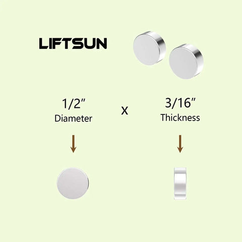 Beastly Strong Neodymium Disc Magnets N52 0.5 Inch By 0.1875 Inch 32 Pack Rust Resistant dimensions and view