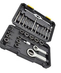 29-Piece Broken Bolt Extractor Kit With Stripped Nut Remover And Drill Bits, Chrome Socket Set for Damaged Screw Extraction