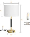 Touch Control Table Lamp Set Of 2 Gold Finish Lamps With Dual USB Ports And AC Outlet, 3 Way Dimmable Modern Nightstand Light for Bedroom and Living Room, White Linen Shade, LED Bulbs Included