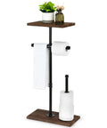 Freestanding Toilet Paper Holder With Shelf And Storage, Heavy Duty Industrial Style Bathroom Organizer For Restrooms