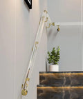 Custom Trimmed Lucite Stair Rail Featuring Smooth Acrylic Finish And Heavy Duty Wall Brackets Deliver Hella Durable Safety Grip For Renovation Projects And Quick Install Setup on basement stairs.
