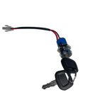 ApolloLift Key Switch Assy For A-1018 Full Electric Lithium Pallet Jack with key, silver finish, and wires for quick installation.
