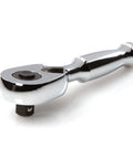Quarter Inch Drive Quick Release Stubby Ratchet With Three Inch Length, Ultra Compact Head, 90-Tooth Gear For Smooth 4-Degree Swing And Tight Access In Confined Spaces, Perfect For Automotive And DIY Repairs.