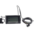 All In One 24 36 48V Ebike LCD Display Panel For Electric Scooter With UART Connection, 22.2mm Handlebar Mount, cables visible