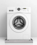 Heavy Duty 304 Stainless Steel Washing Machine Pan With Raised Edge And Anti Slip Bottom Pad For Leak Protection In Laundry Room 28 By 30 By Two Point Five Inch under a washing machine in a laundry room