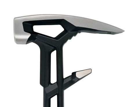 Close-up of the IsoCore Wrecking Bar 18 Inch Board Bender And Crowbar With Shock Absorbing Handle for demolition and prying tasks.