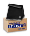 Black Poly Mailers 12x15.5 Inches 500 Pack Self Sealing Waterproof Tear Resistant Shipping Envelopes box