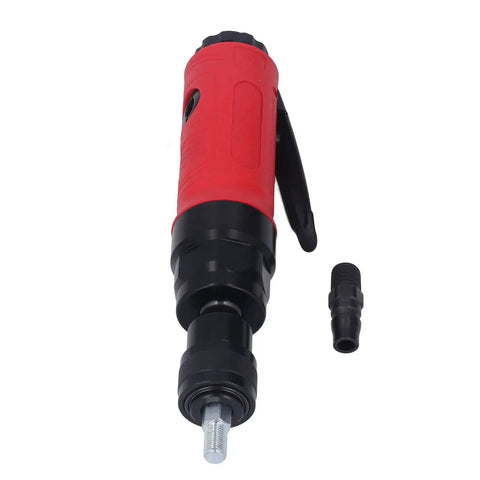 Pneumatic Air Die Grinder 4000 RPM Zinc Alloy Heavy Hitter with 1/4in inlet and 3/8in collet, showing red handle and attached fitting.
