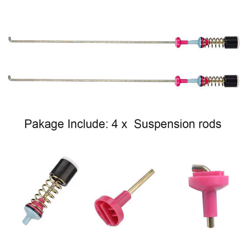Upgraded Washer Suspension Rods DC97-05280W set for Samsung washers, includes four rods and components for stabilization.