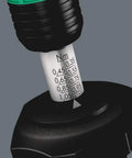 Close-up of torque dial on Kraftform Series 7400 Adjustable Torque Screwdrivers with Rapidaptor Quick Release Chuck 0.1 to 3.0 Nm