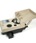 Automatic Coin Sorting Machine And Electronic Currency Counter, beige unit, compact design, for high volume coin counting.