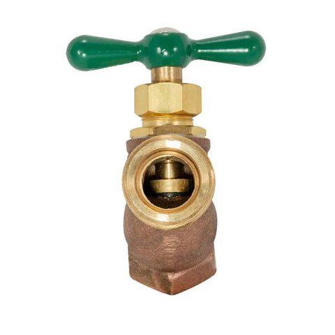 Built Tough For Backyard Jobs Smooth Operation Zero Hassle Heavy Duty Forged Brass Hose Bibb with green handle for easy use.