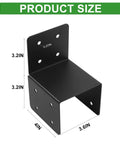 Heavy Duty 4 Pack Post Caps Tie Bracket For 4x4 And 4x6 Posts Black Joist Anchor Connector 14 Gauge with dimensions shown