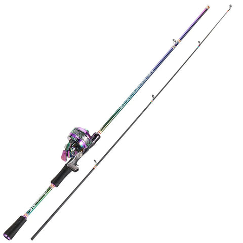 Colorful 5.9ft Two Piece Fishing Rod And Spincast Reel Combo Portable Lightweight Casting Rod For Freshwater Angling