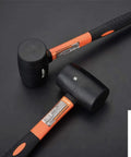 16 Oz Rubber Mallet Hammer With Fiberglass Handle And Shock Absorption Soft Blow Hammer For Flooring Tent Stakes Woodworking Camping And DIY Projects Ergonomic Non Slip Grip, showing two hammers with warranty badge.