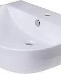 Porcelain D Bowl Wall Mounted Bath Sink 24 Inch White Big Inner Bowl Premium Italian Craft Durable Ceramic Bathroom Basin