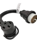 Beefy 50A Shore Power Adapter Cord For RV And EV 1.5ft NEMA SS2 50P to 14 50R CS6365, black heavy-duty cord with connectors