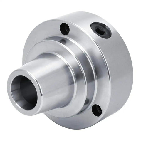 Premium 5 Inch Collet Chuck Kit With Pinion Gear Key And 0.1 To 1 Inch Collets showing a metallic chuck component for precision lathe work.
