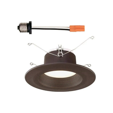 Bronze Trim Integrated LED Recessed Ceiling Light Five To Six Inch Retrofit Kit, 3000K Warm White, 90 CRI, 670 Lumens, Dimmable From Ten To One Hundred Percent With Approved Dimmers, Energy Star Rated, Fifty Thousand Hour Lifespan
