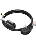 Low Profile Flat Plug 2Ft Extension Cord With 14AWG 15A 125V 1875W, Heavy Duty Black Power Cable for home and workshop.