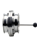Side view of 304 Stainless Steel Quick Release Valve With PTFE Sanitary Quick Coupling Clamp Manual Chuck For Powder Handling Only Not For Water 316L