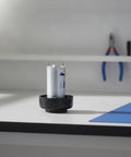 Heavy Duty Micro DC 390 High Speed Electric Motor For Vacuum Cleaner Upgrade with metallic housing on a workbench.
