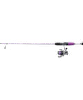 Jellyfish Spinning Reel And Fishing Rod Combo In Purple 5 Foot 6 Inch Medium Two Piece Glass Rod With Gel Tech Grip Integrated Bungee