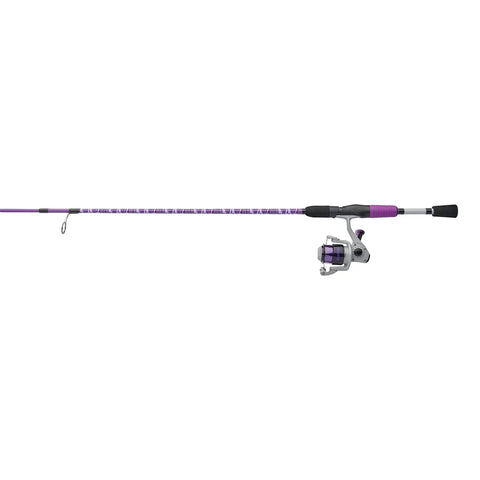 Jellyfish Spinning Reel And Fishing Rod Combo In Purple 5 Foot 6 Inch Medium Two Piece Glass Rod With Gel Tech Grip Integrated Bungee