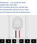 Solar Cable Entry Gland Waterproof Dual Cable Connector Cover For RV Caravan Boat Panels Built Tough ABS Plastic Housing Fits 2 To 6 Mm2 Cables All Weather Solar PV Outdoor Use installed on surface with text details.
