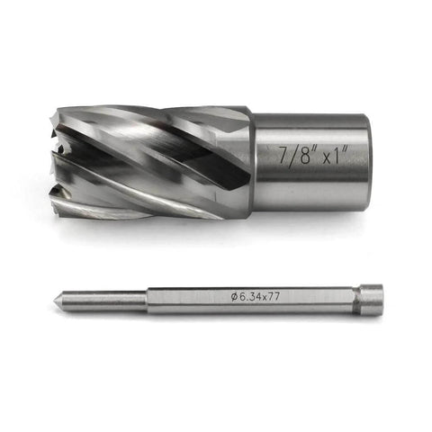 Annular cutter 7/8 in diameter with Weldon shank; slugger bit Ø6.34x77 (two-piece metal drill tool set)