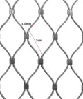 Built Like A Tank 304 Stainless Steel Flexible Cable Safety Net For Balcony Stair Guards, 1.5mm thick mesh showing 5cm spacing.