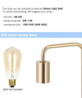 Gold Industrial Desk Lamp With E26 Base For Nightstand And Dorm Rooms, Small Metal Table Light No Shade, Curved Tube Design