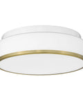 12 Inch Modern LED Flush Mount Ceiling Light With Frosted Glass Shade In Brass Finish 3000K Warm White Dimmable 18W Low Profile