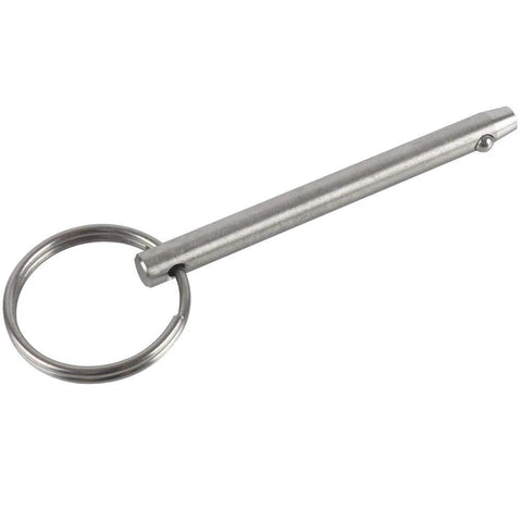 Quick release pin with ring, 1/4 in dia, 3 in long, 316 stainless steel marine hardware