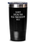 High Power Rocketry Themed 20 Oz Vacuum Insulated Tumbler With Lid For Hot Or Cold Drinks Funny Gift For Hobby Lovers Fans Black Stainless Steel Coffee Cup For Everyday Use On The Go Great Gift Idea For Men Women Rocketry Fans in black stainless steel with humorous text